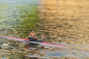 Jerry Kaufman, Rower in Color, Philadelphia, Photography of woman rowing on river