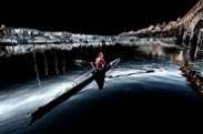 Jerry Kaufman, Winter Rower, Seattle, Photography of woman rower on Lake Washington