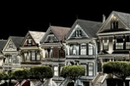 Jerry Kaufman, Painted Ladies After Dark, Photography, California, San Francisco, Victorian houses